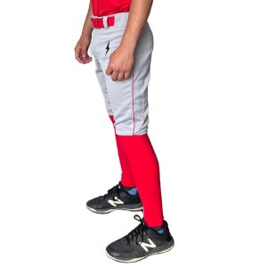 Premium Pro Baseball Short Pant w/ Piping - Grey/Red
