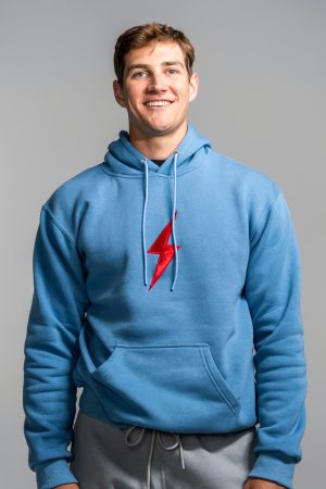 BOLT Hoodie - Baby Blue/Red Bolt