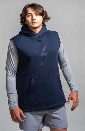 BOLT Sleeveless Hoodie - Navy/Navy Bolt